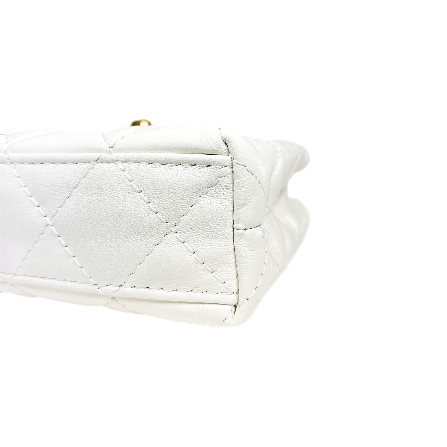 Chanel White Mini Nano Kelly Top Handle