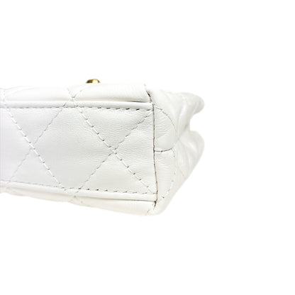 Chanel White Mini Nano Kelly Top Handle