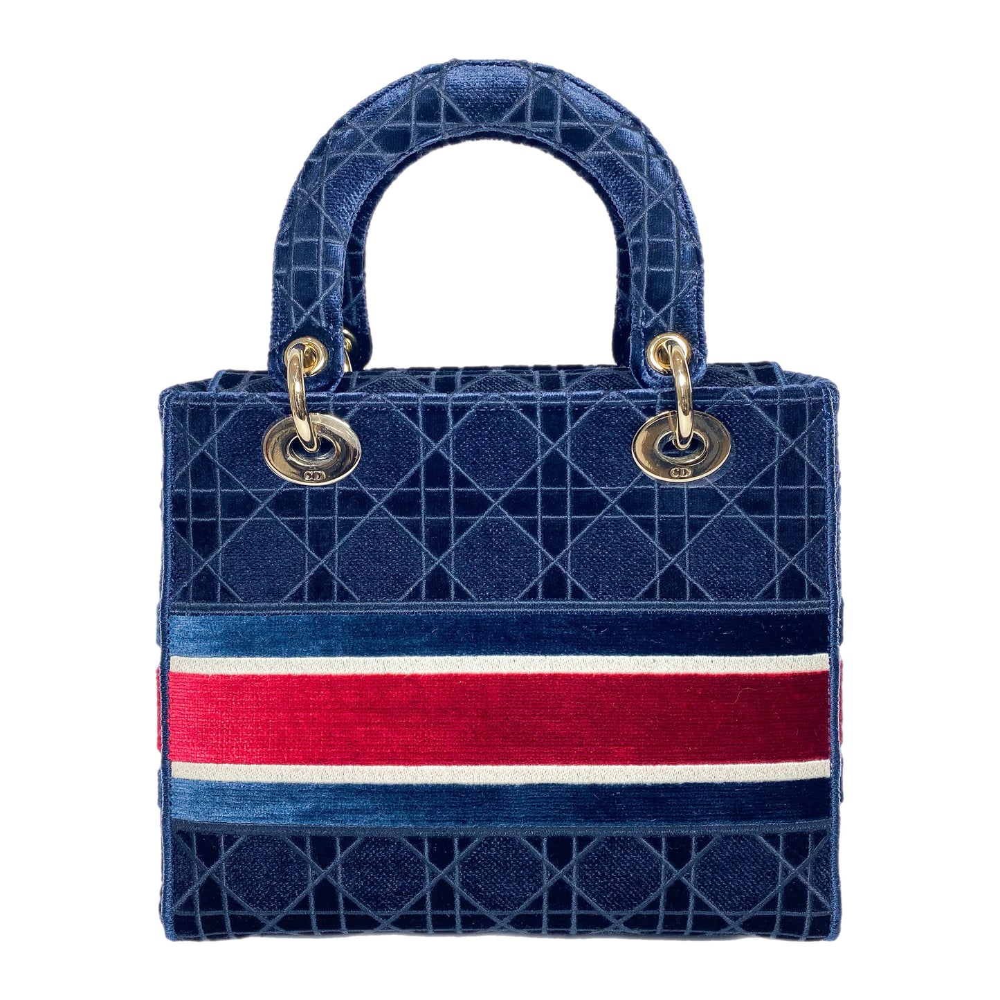 Dior Lady Dior Navy Red Velvet Medium D-Lite