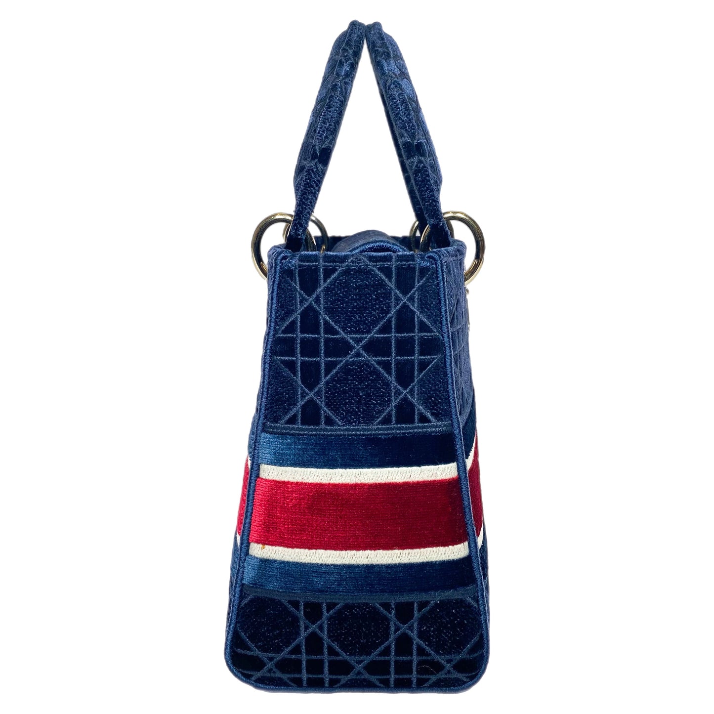 Dior Lady Dior Navy Red Velvet Medium D-Lite