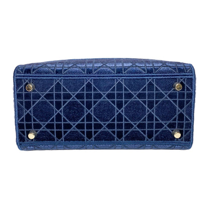 Dior Lady Dior Navy Red Velvet Medium D-Lite