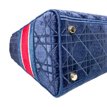 Dior Lady Dior Navy Red Velvet Medium D-Lite