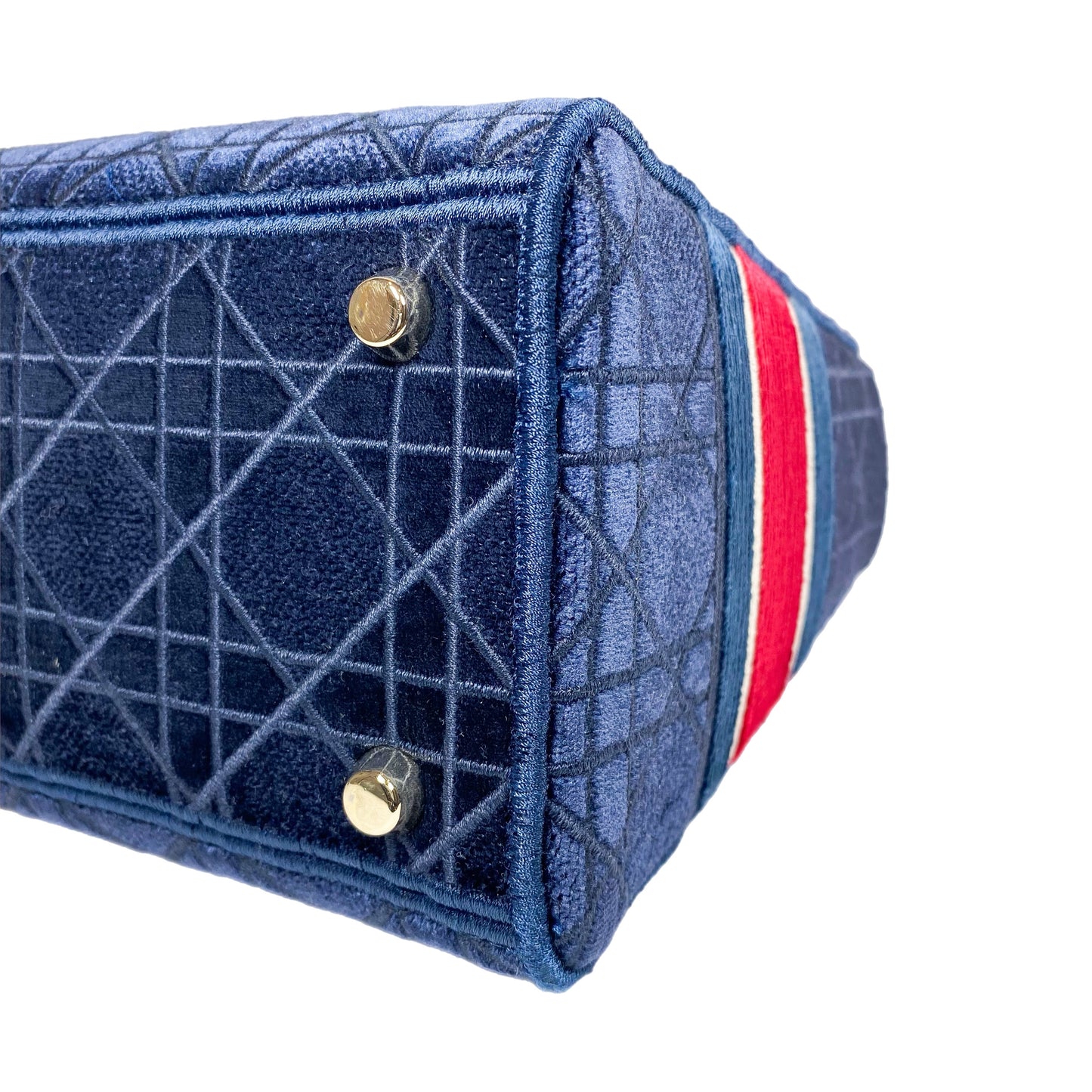 Dior Lady Dior Navy Red Velvet Medium D-Lite