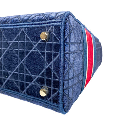Dior Lady Dior Navy Red Velvet Medium D-Lite