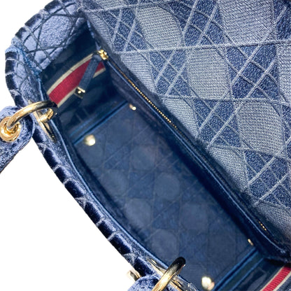 Dior Lady Dior Navy Red Velvet Medium D-Lite