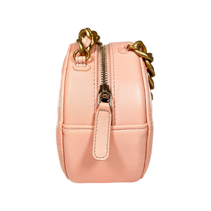 Chanel 19 Peach Round Clutch with Chain