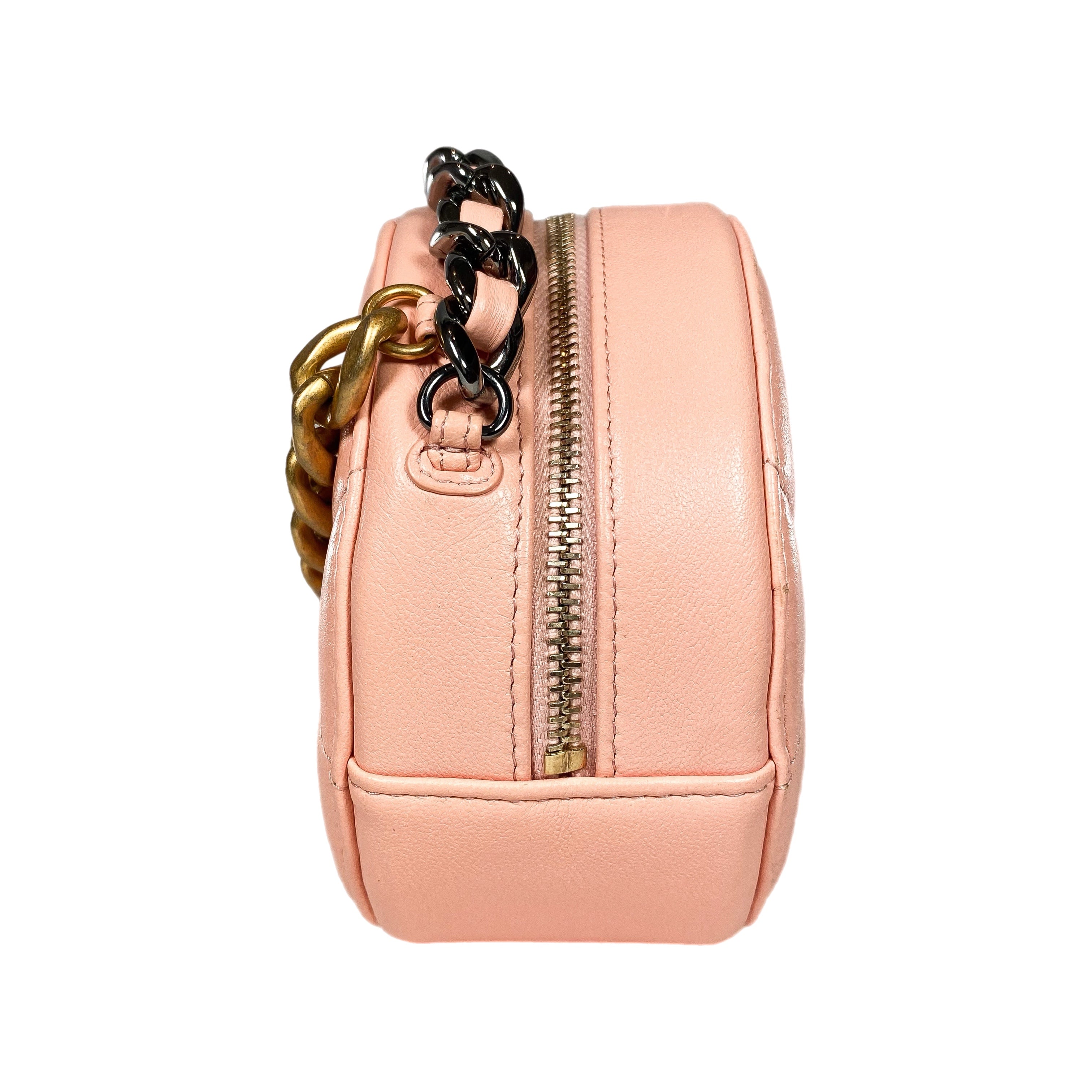 Chanel 19 Peach Round Clutch with Chain