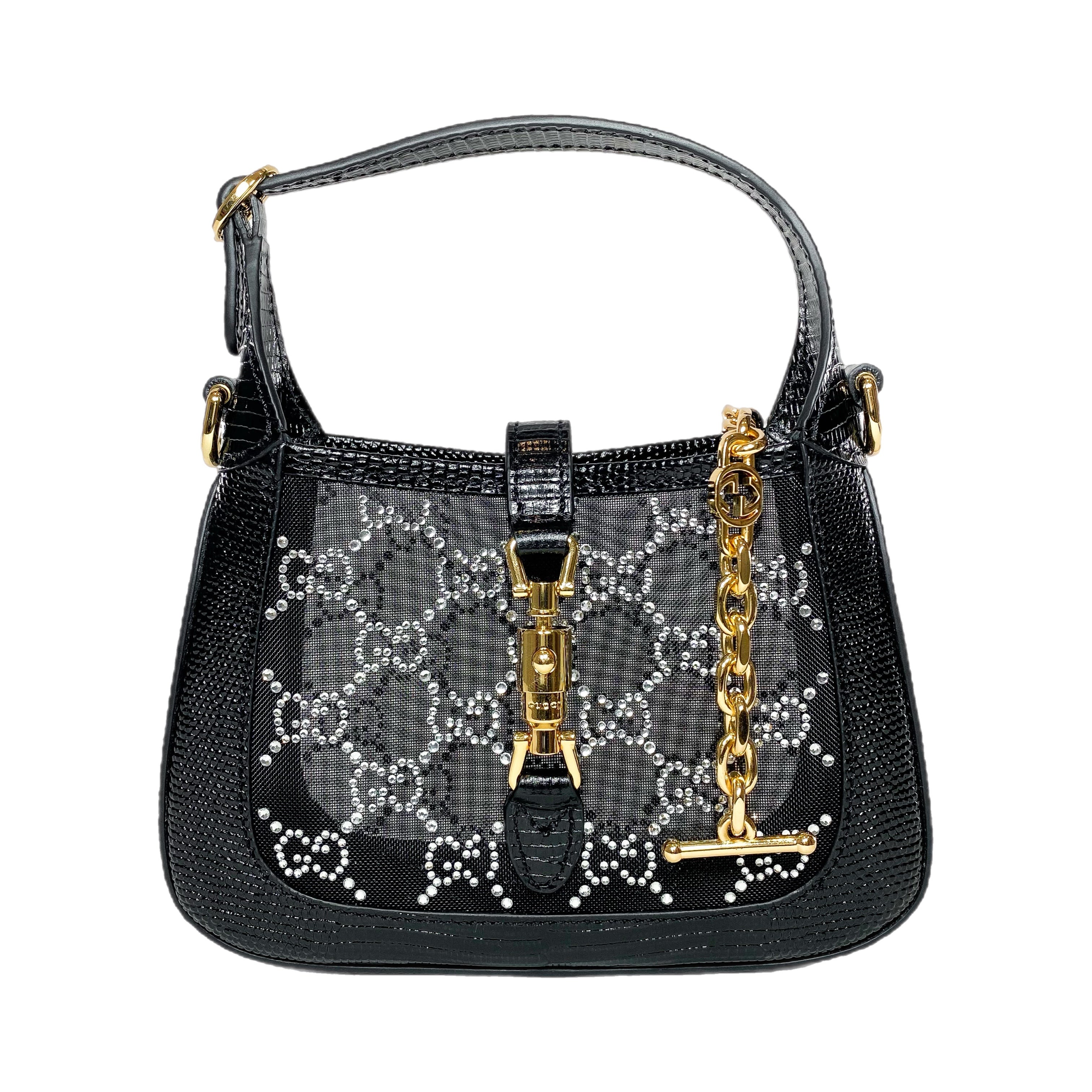 Gucci Limited Edition Mini Lizard Mesh GG Crystal Jackie