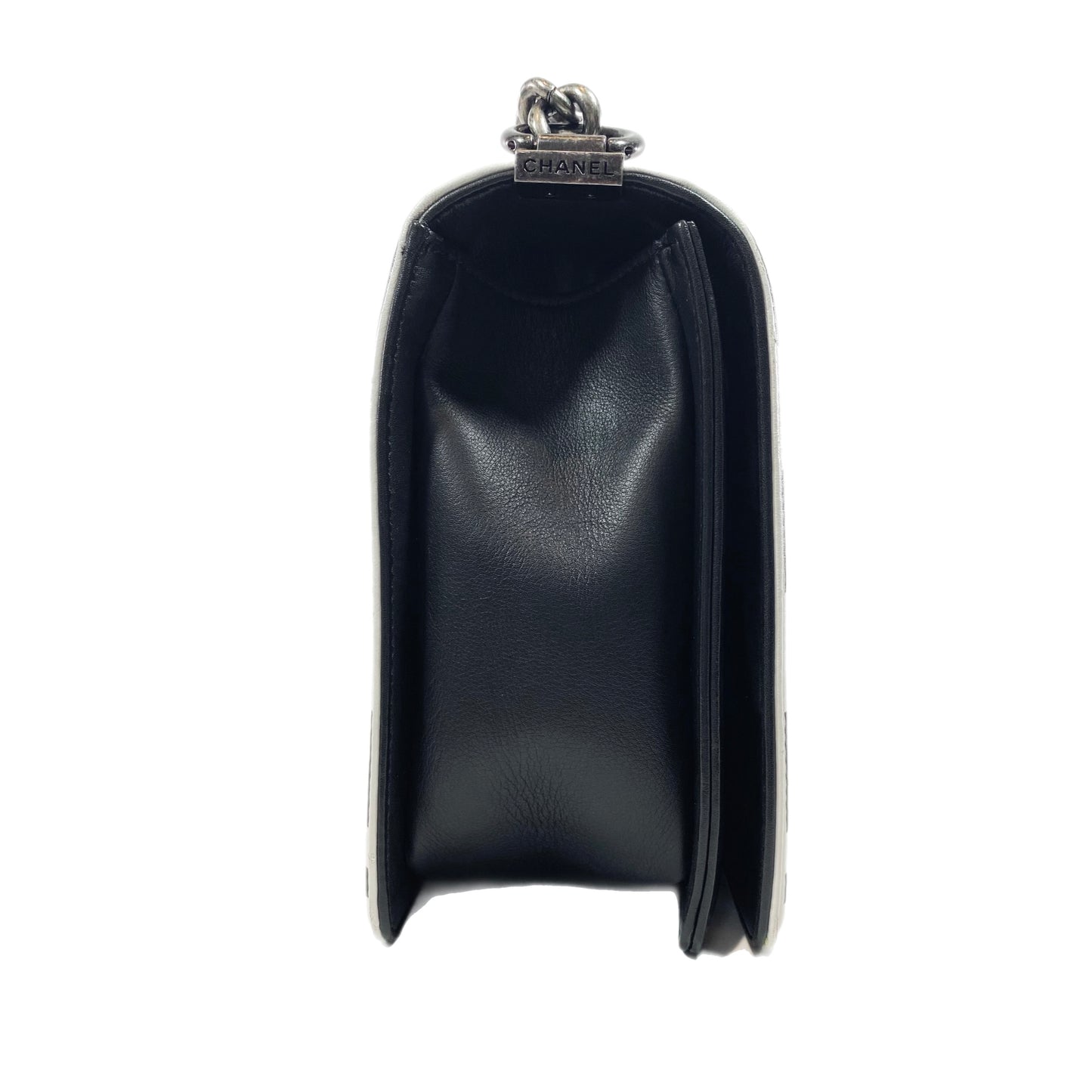 Chanel Black and White Quilted Calfskin New Medium Checkerboard Boy Flap Bag