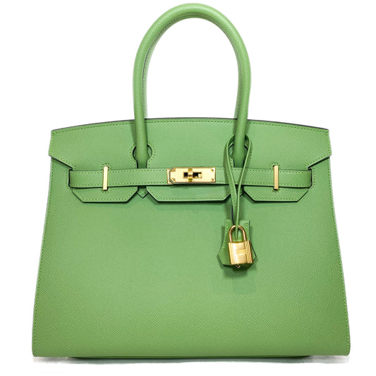 Hermes Birkin 30 Vert Criquet Sellier Epsom Gold Hardware