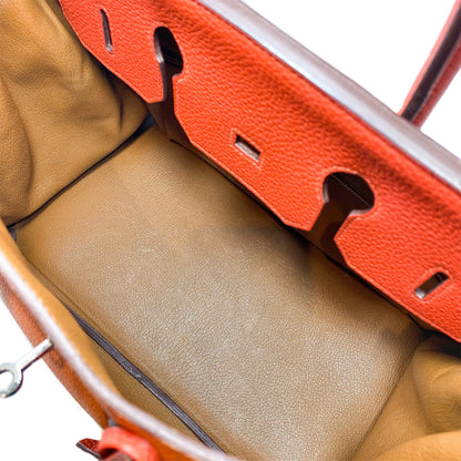 Hermes Birkin 35 Arlequin Orange Sanguine Gold Bleu Lin Bleu Hydra Etain Clemence Palladium Hardware