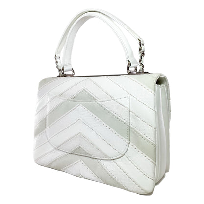 Chanel White Watersnake Chevron Quilted CC Trendy