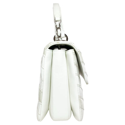 Chanel White Watersnake Chevron Quilted CC Trendy