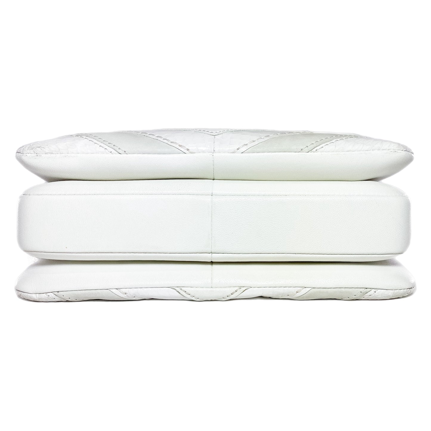 Chanel White Watersnake Chevron Quilted CC Trendy