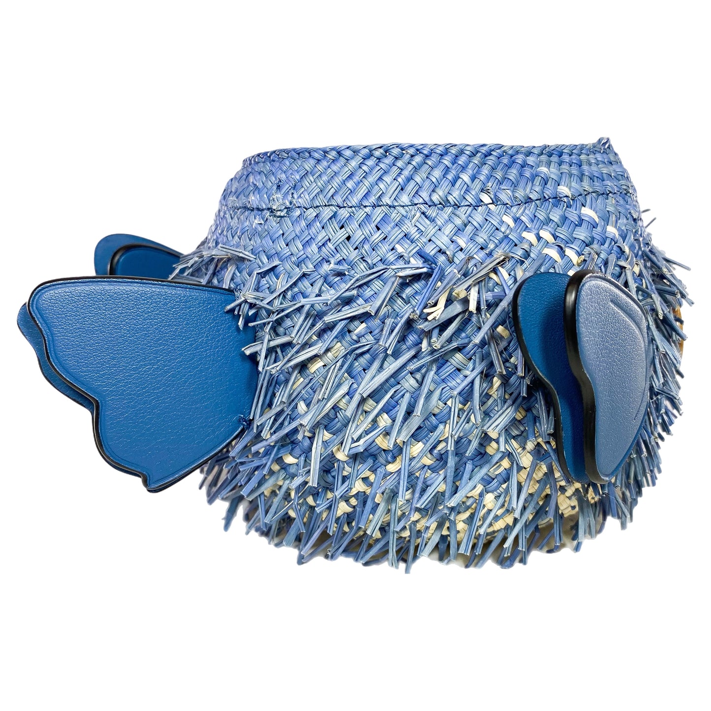 Loewe x Paula’s Ibiza Blue Small Raffia Blowfish Bucket Bag