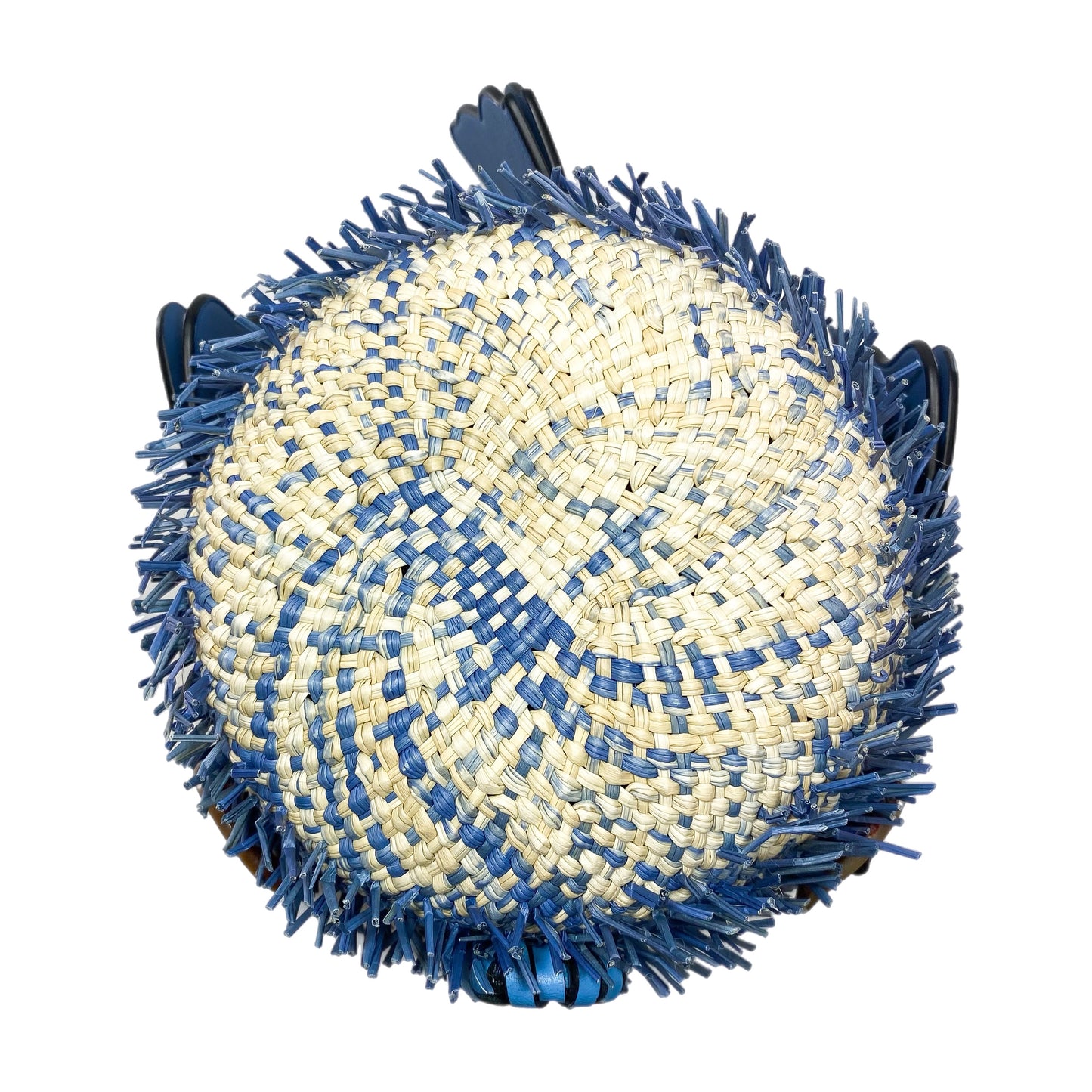 Loewe x Paula’s Ibiza Blue Small Raffia Blowfish Bucket Bag