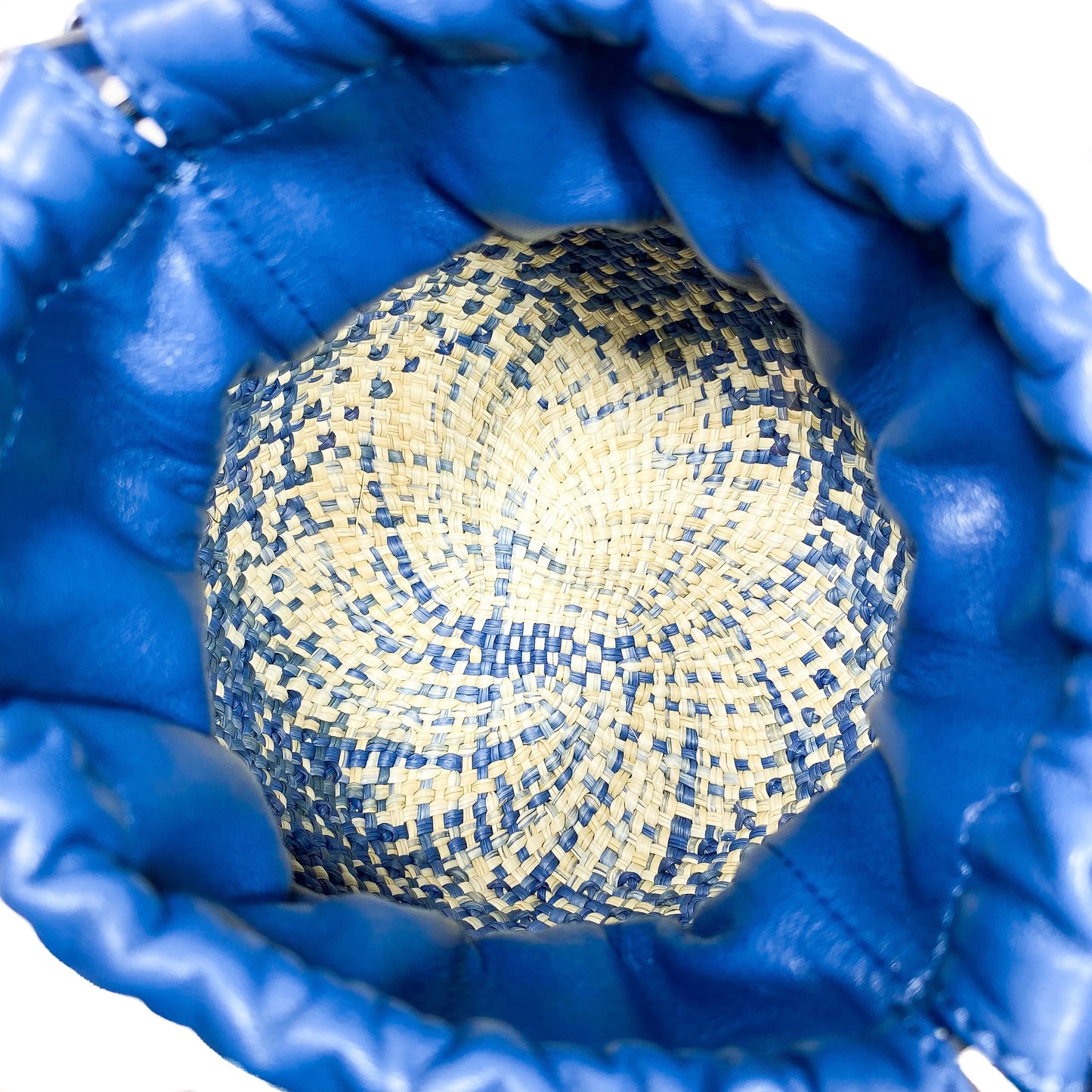 Loewe x Paula’s Ibiza Blue Small Raffia Blowfish Bucket Bag