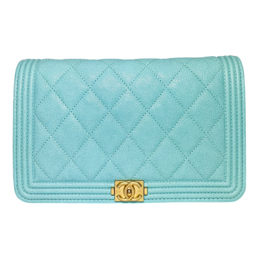Chanel Tiffany Blue Boy Wallet on Chain