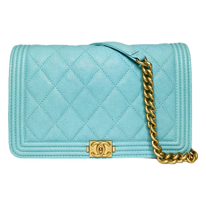 Chanel Tiffany Blue Boy Wallet on Chain