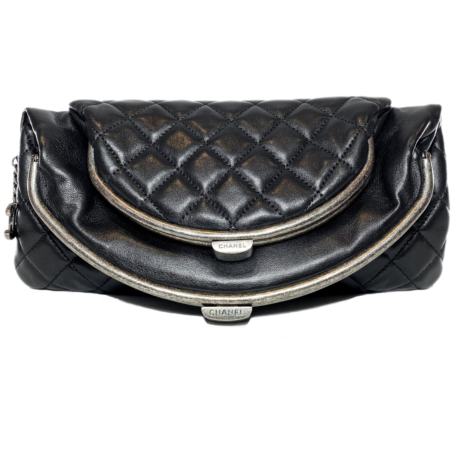 Chanel Black Tabatiere Foldover Clutch