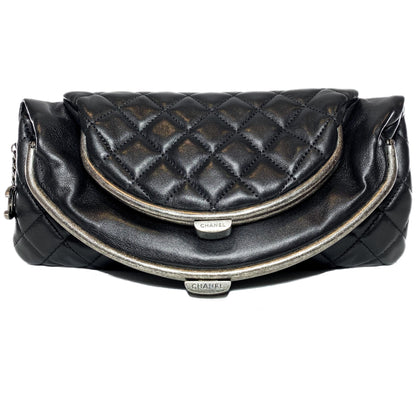 Chanel Black Tabatiere Foldover Clutch
