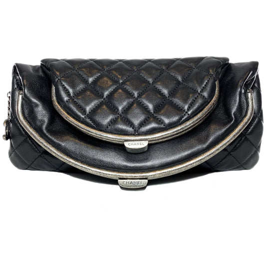 Chanel Black Tabatiere Foldover Clutch