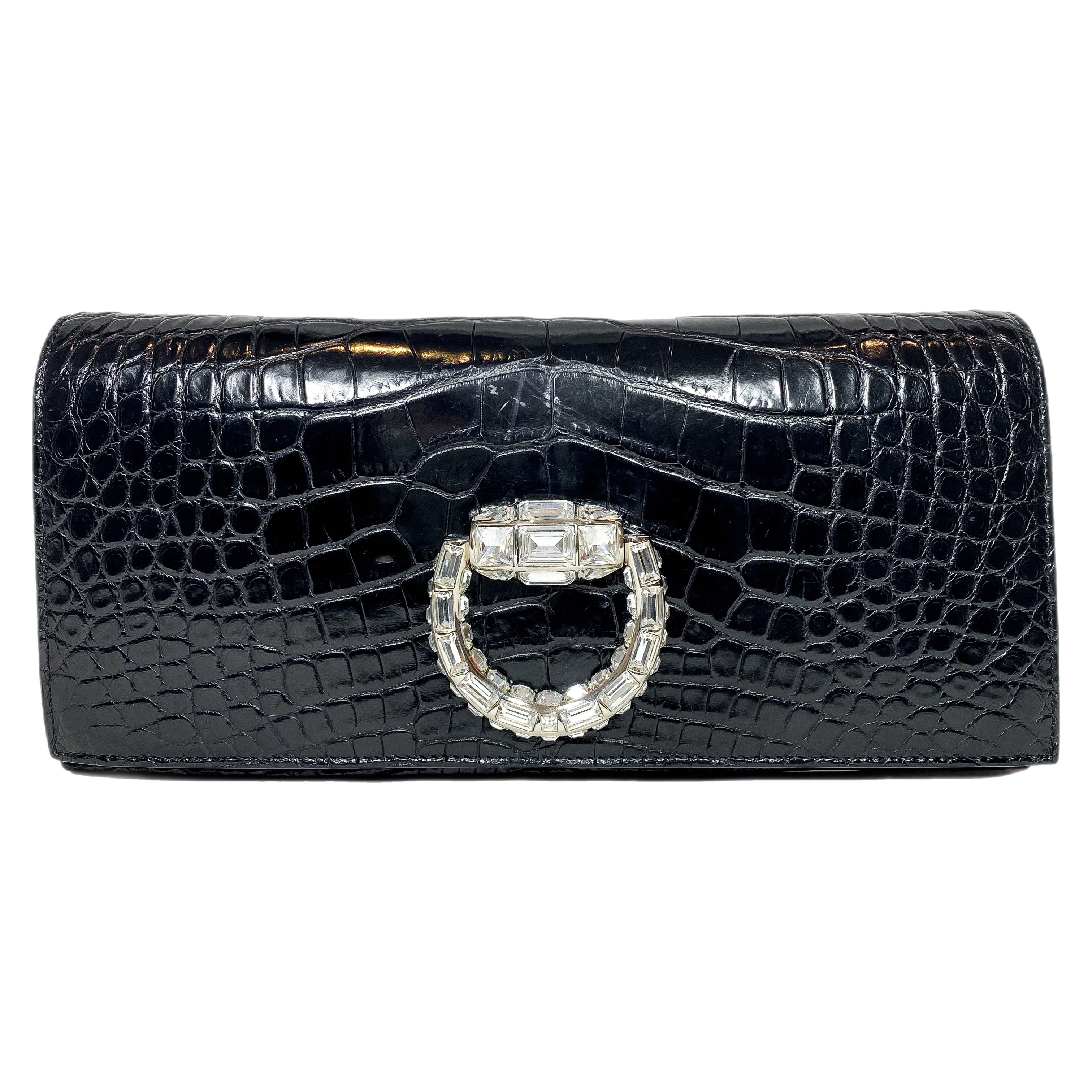 Gucci Black Crocodile Clutch