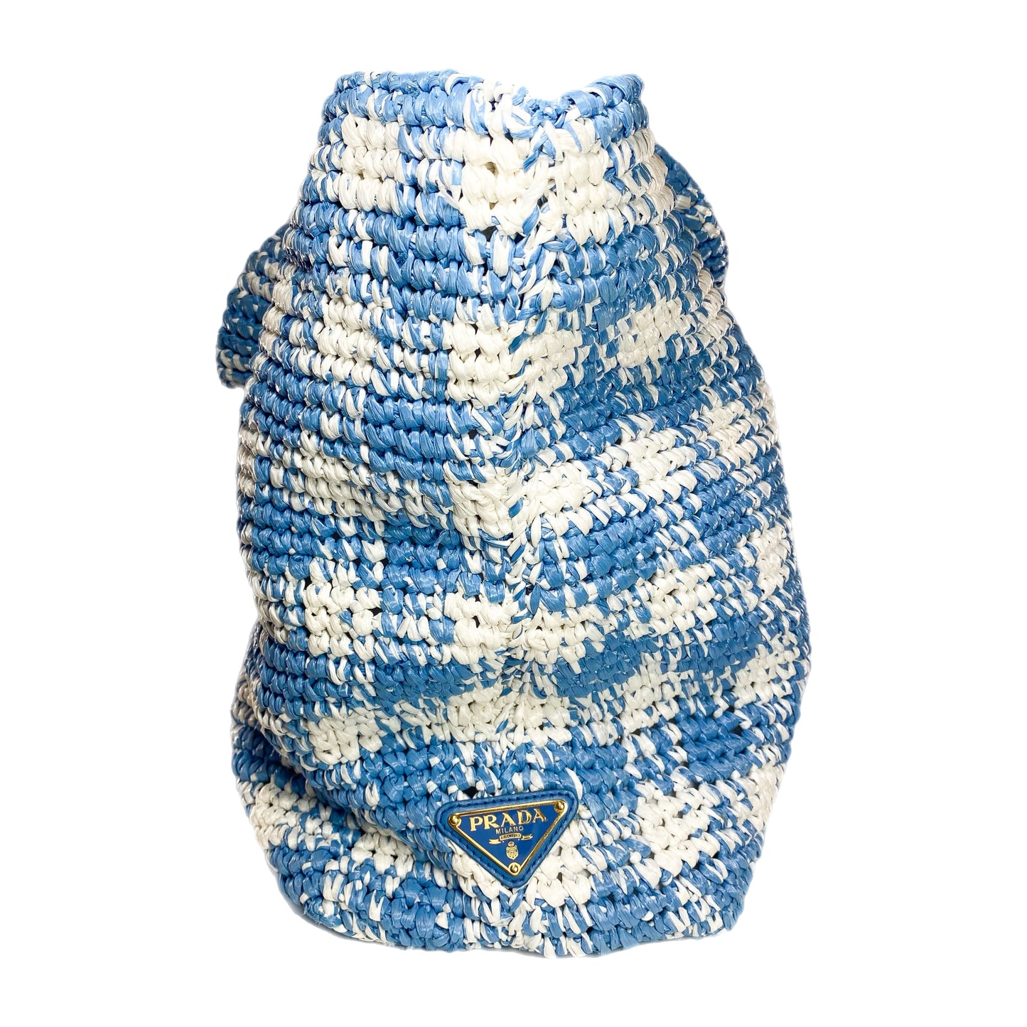 Prada Large Blue White Raffia Tote Bag