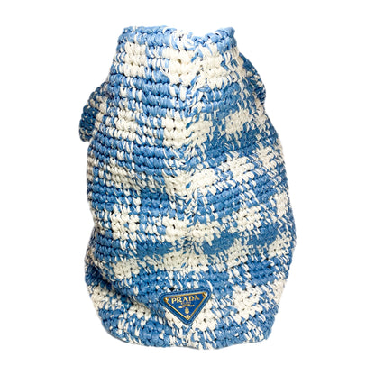 Prada Large Blue White Raffia Tote Bag
