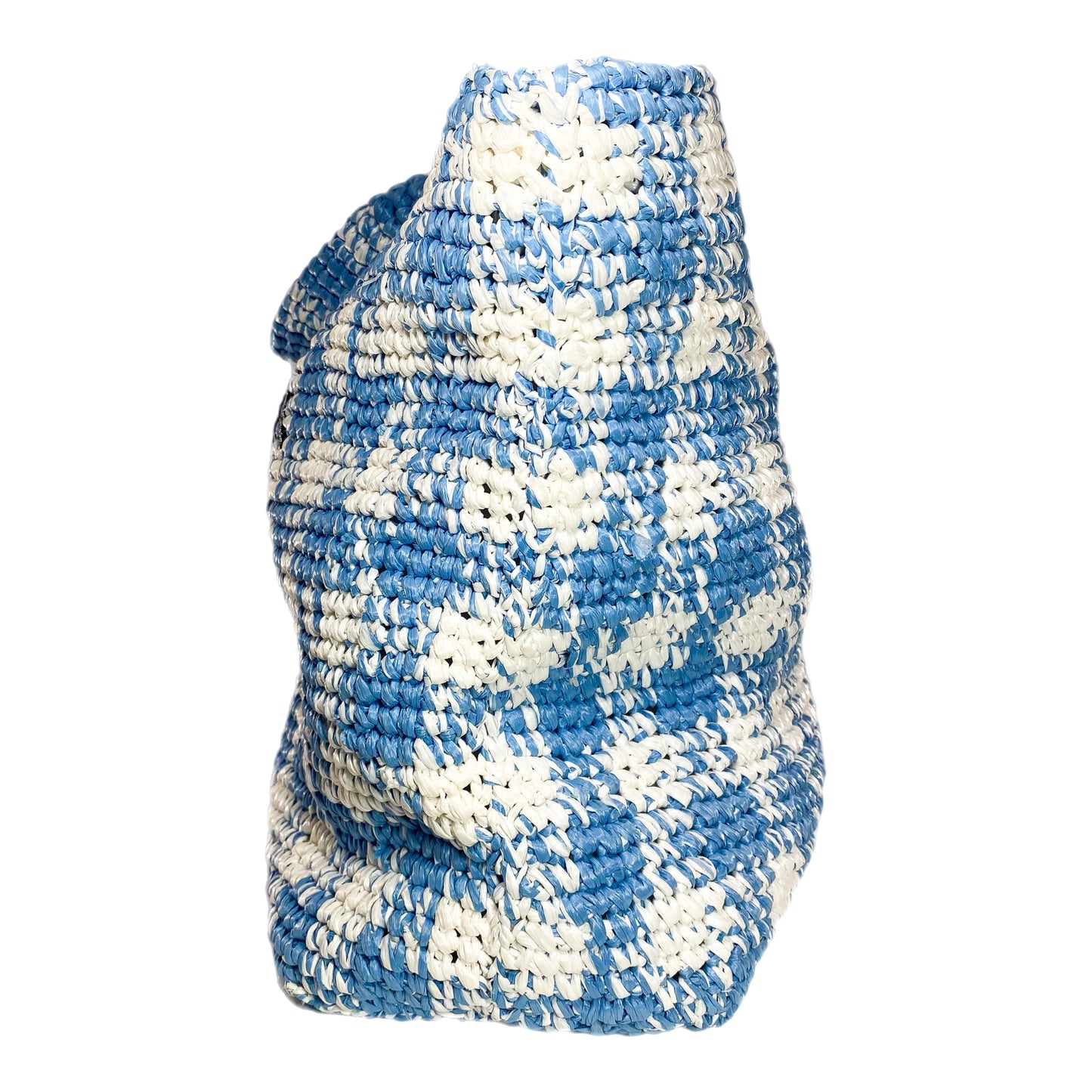 Prada Large Blue White Raffia Tote Bag