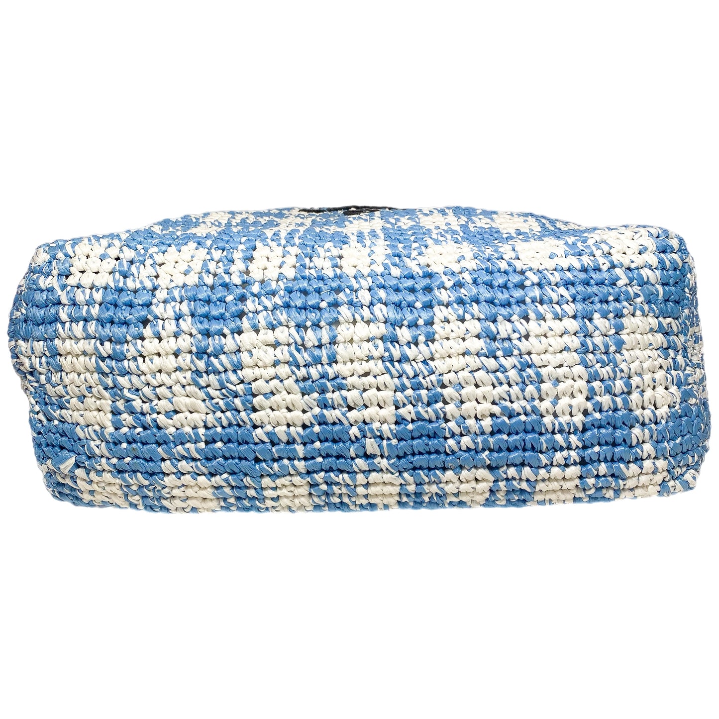 Prada Large Blue White Raffia Tote Bag