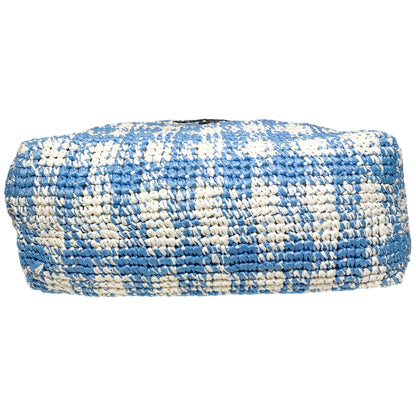 Prada Large Blue White Raffia Tote Bag