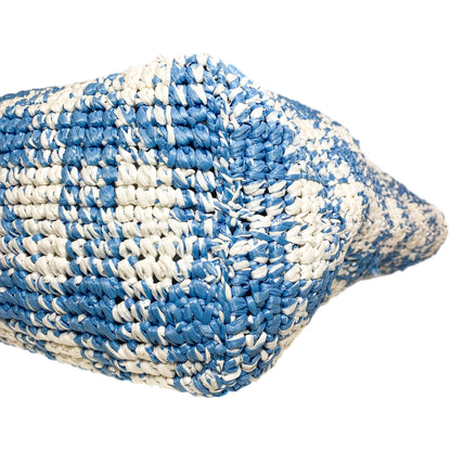 Prada Large Blue White Raffia Tote Bag