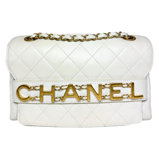 Chanel White Enchained Flap Bag