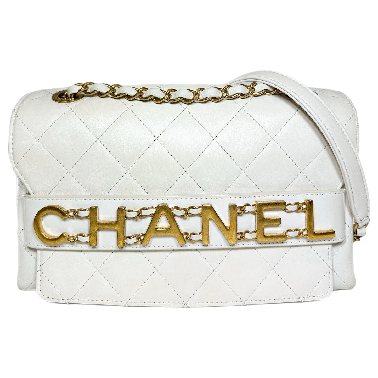Chanel White Enchained Flap Bag