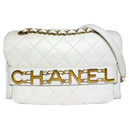 Chanel White Enchained Flap Bag