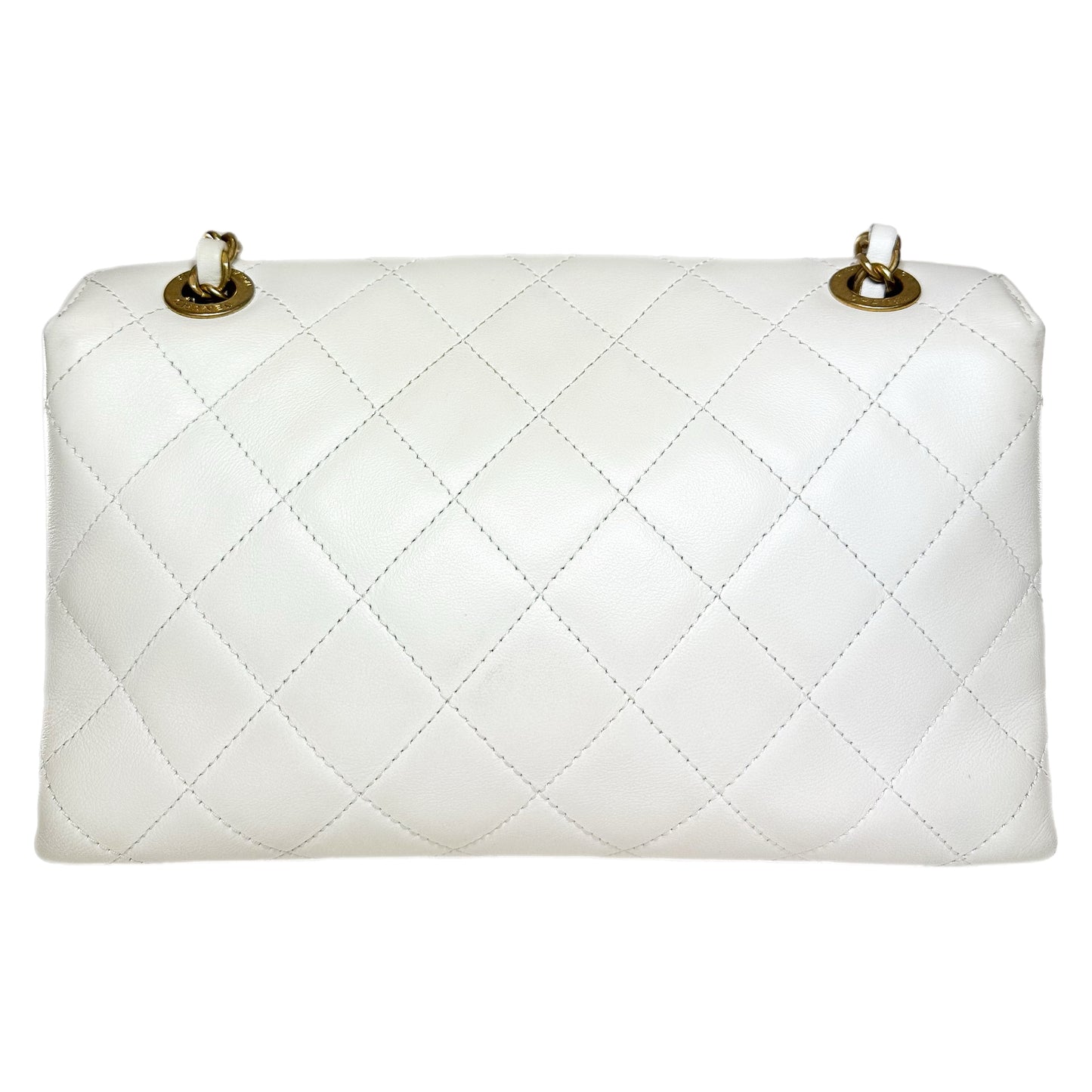 Chanel White Enchained Flap Bag