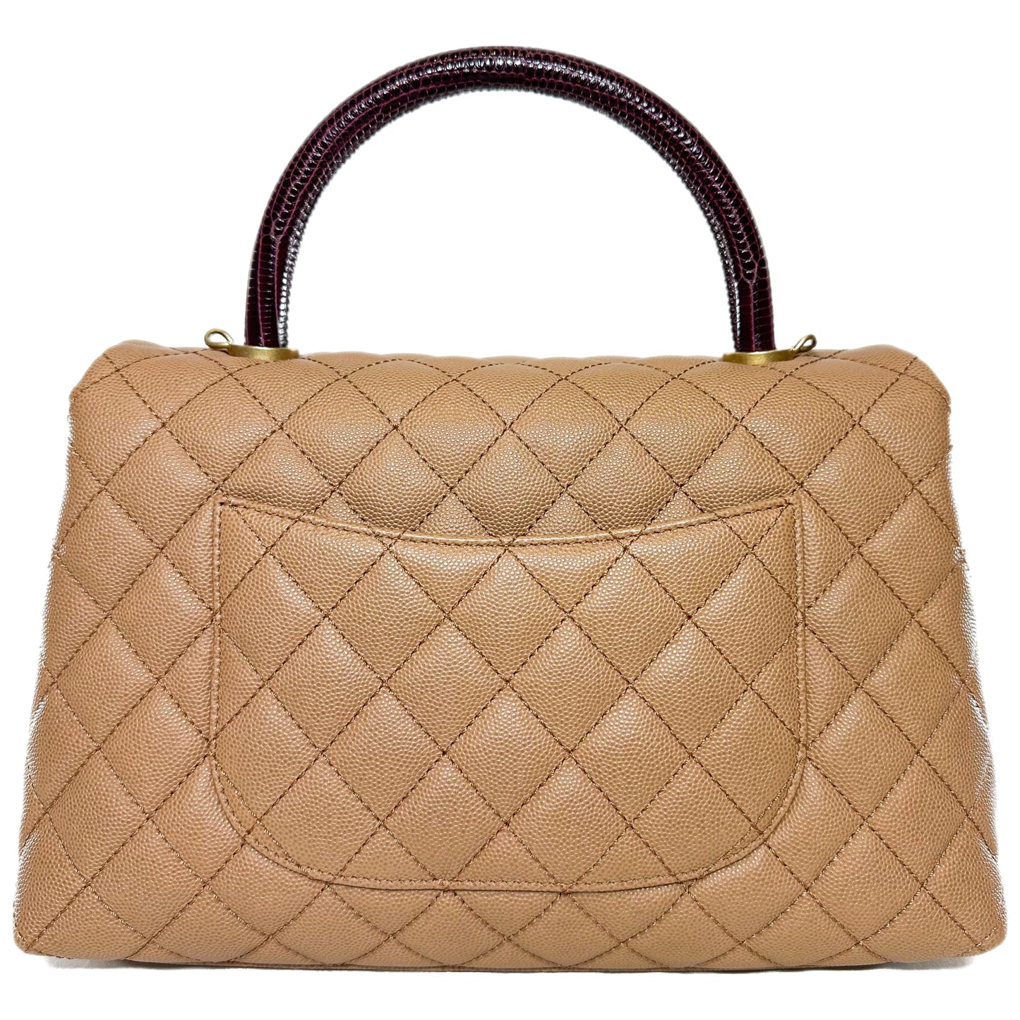 Chanel Beige Lizard Embossed Small Coco Handle Flap