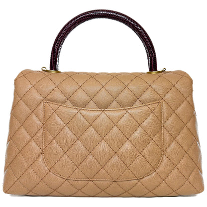 Chanel Beige Lizard Embossed Small Coco Handle Flap