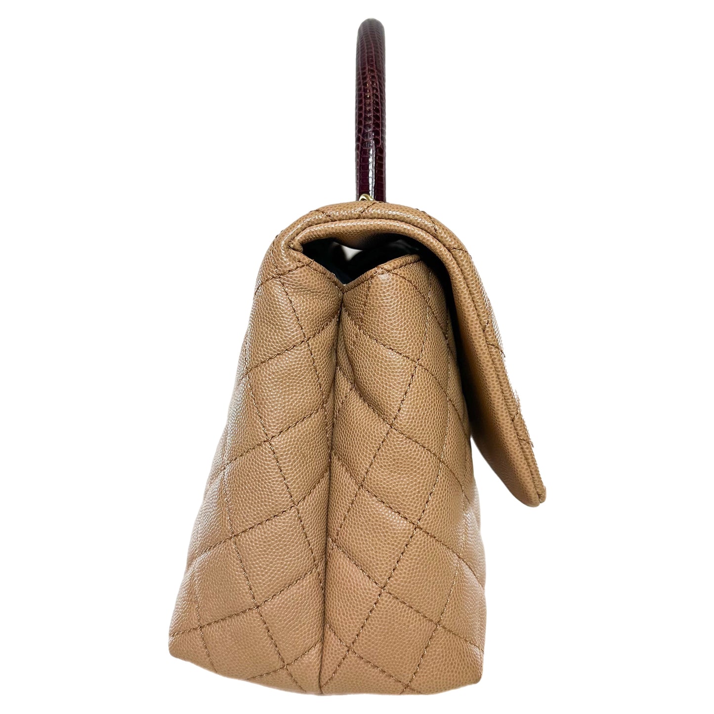 Chanel Beige Lizard Embossed Small Coco Handle Flap