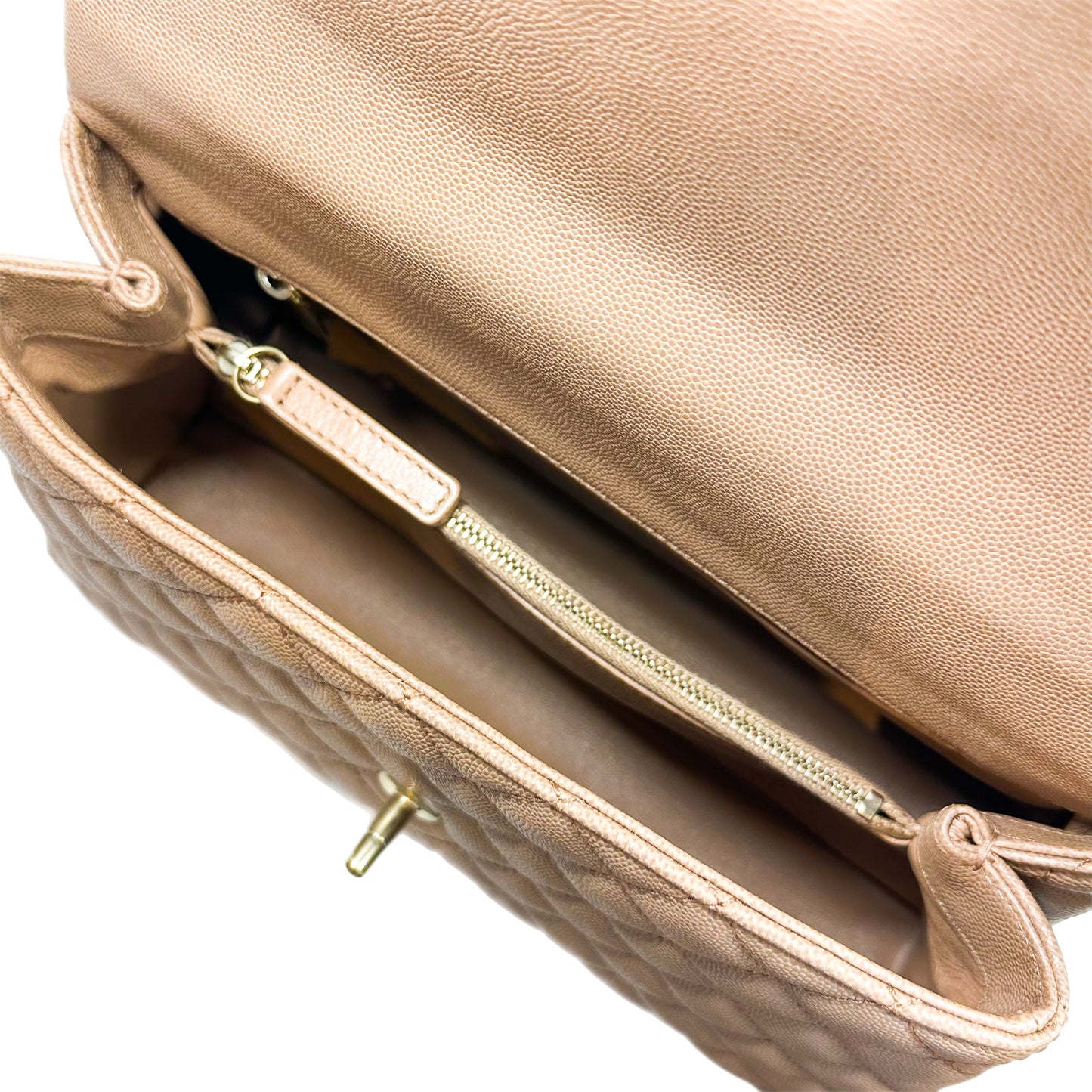 Chanel Beige Lizard Embossed Small Coco Handle Flap