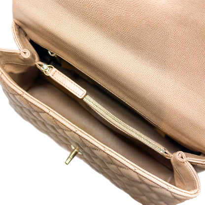 Chanel Beige Lizard Embossed Small Coco Handle Flap