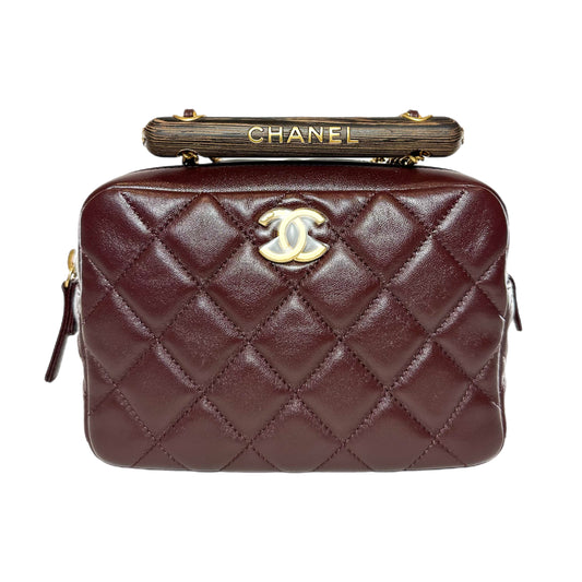 Chanel Burgundy Mini Wenge Wood Bowling Bag