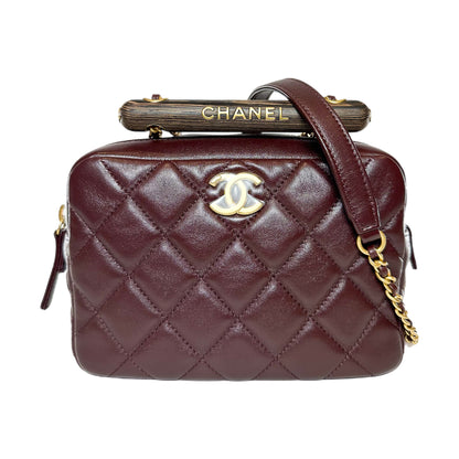 Chanel Burgundy Mini Wenge Wood Bowling Bag