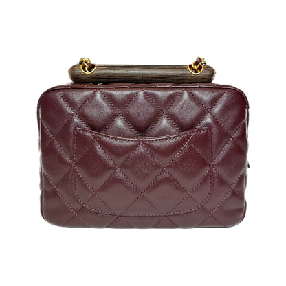 Chanel Burgundy Mini Wenge Wood Bowling Bag