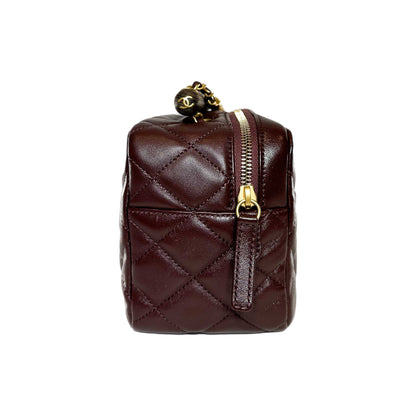 Chanel Burgundy Mini Wenge Wood Bowling Bag