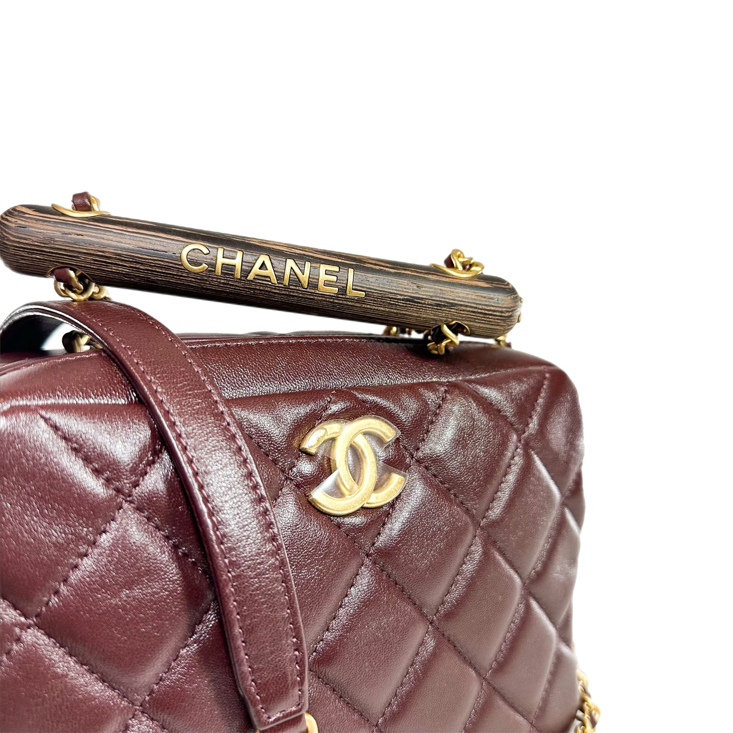 Chanel Burgundy Mini Wenge Wood Bowling Bag