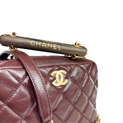 Chanel Burgundy Mini Wenge Wood Bowling Bag