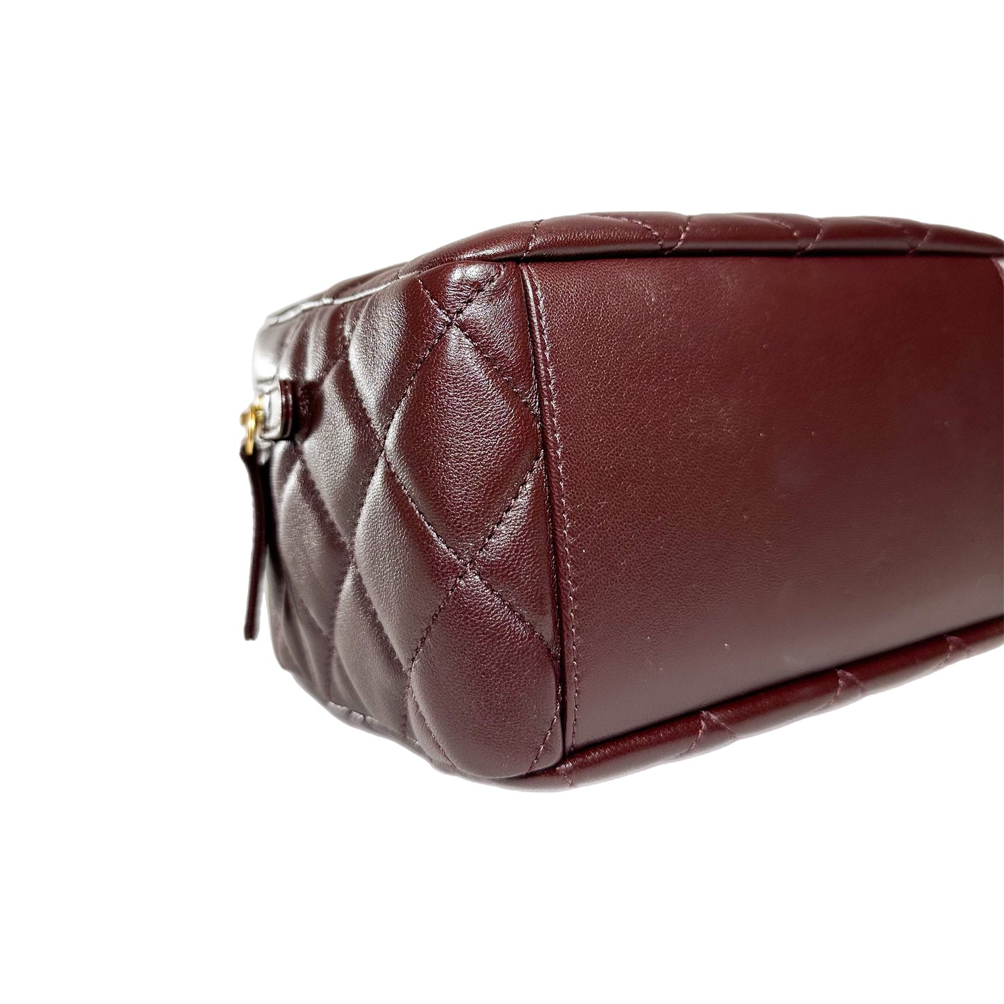 Chanel Burgundy Mini Wenge Wood Bowling Bag