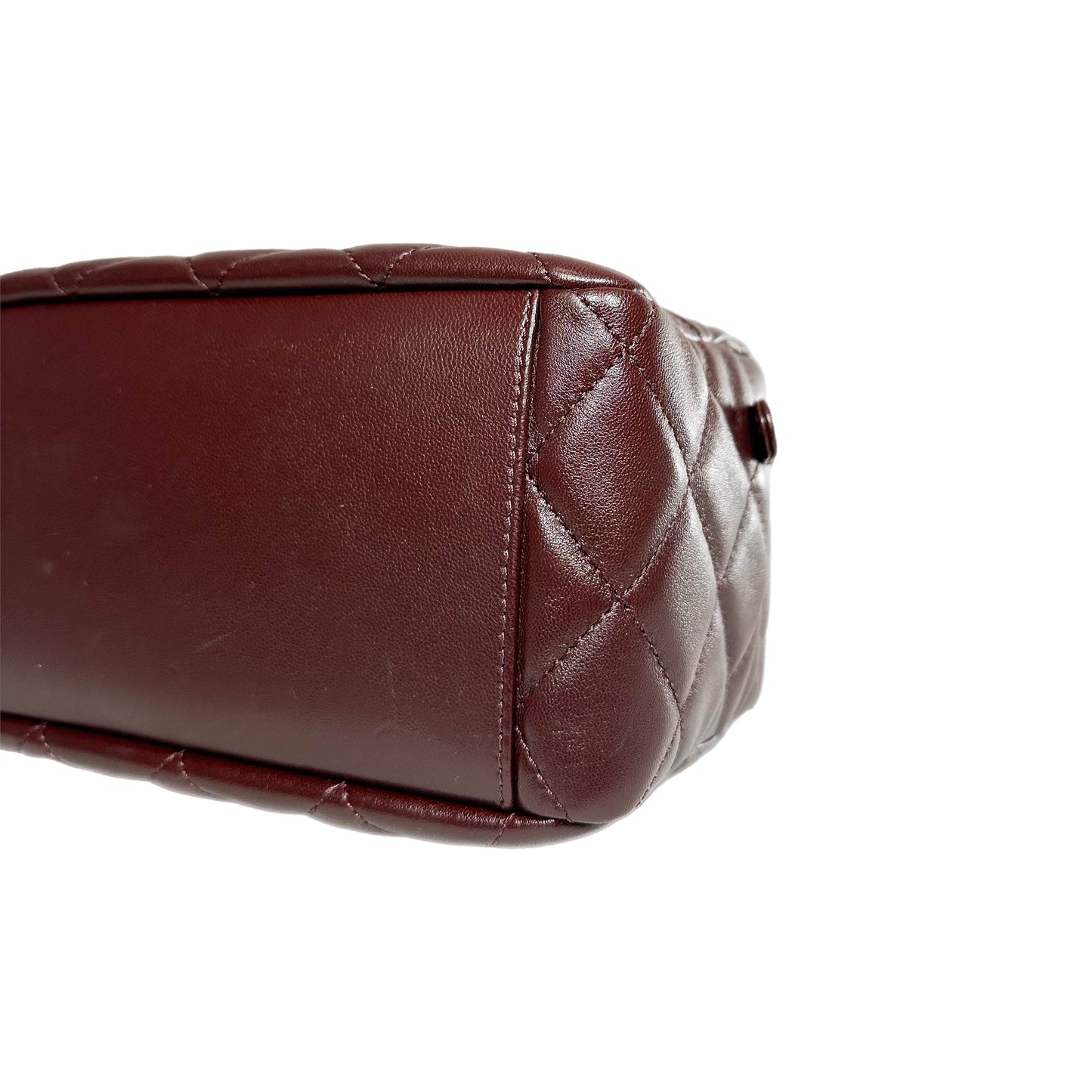 Chanel Burgundy Mini Wenge Wood Bowling Bag